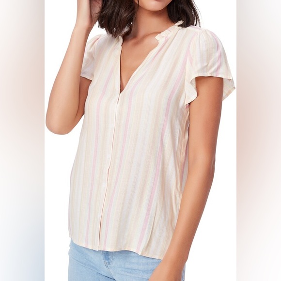 Paige Remy Stripe Button Front Top Size Small - Picture 2 of 14